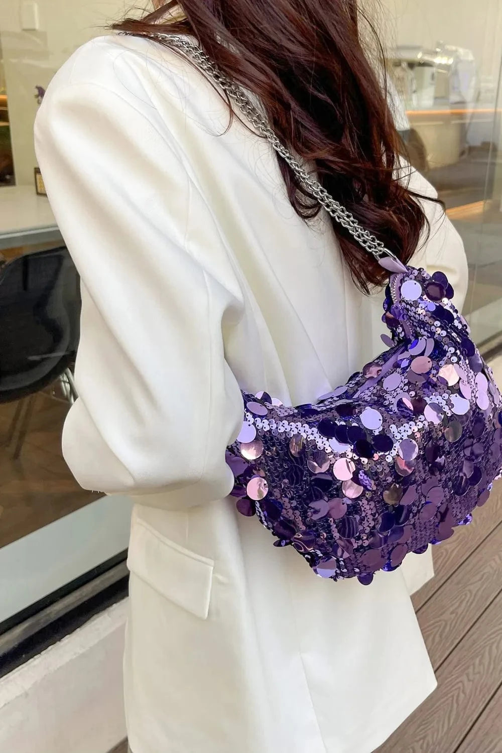 Trendsi chic bags Sequin Chain Crossbody Bag