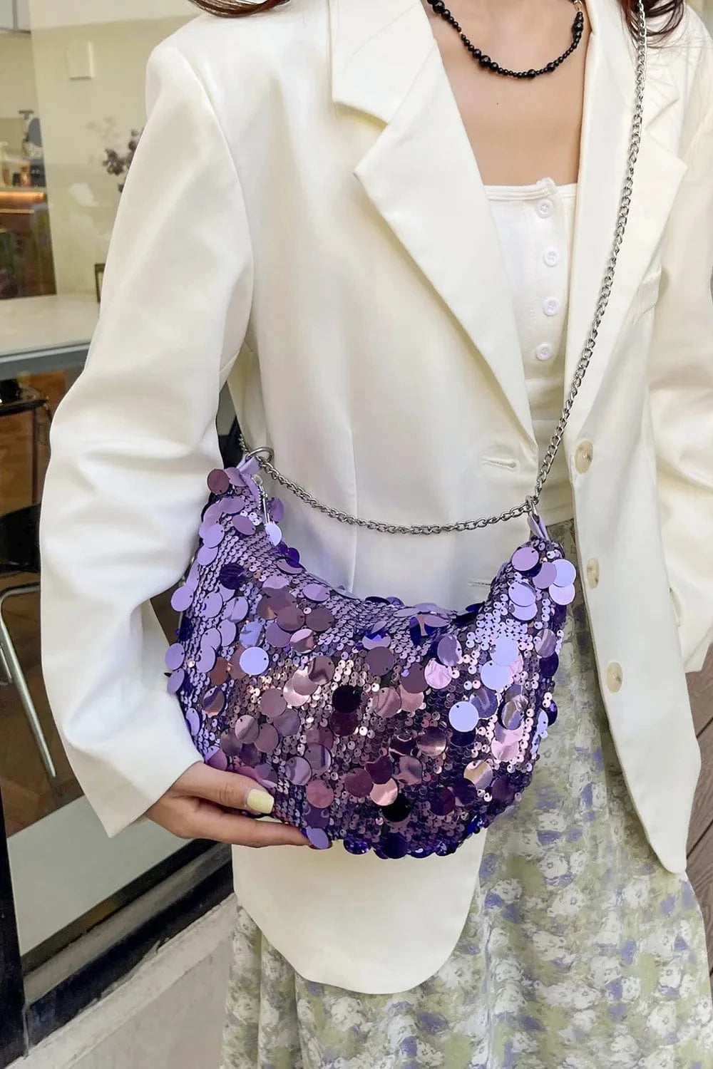 Trendsi chic bags Sequin Chain Crossbody Bag