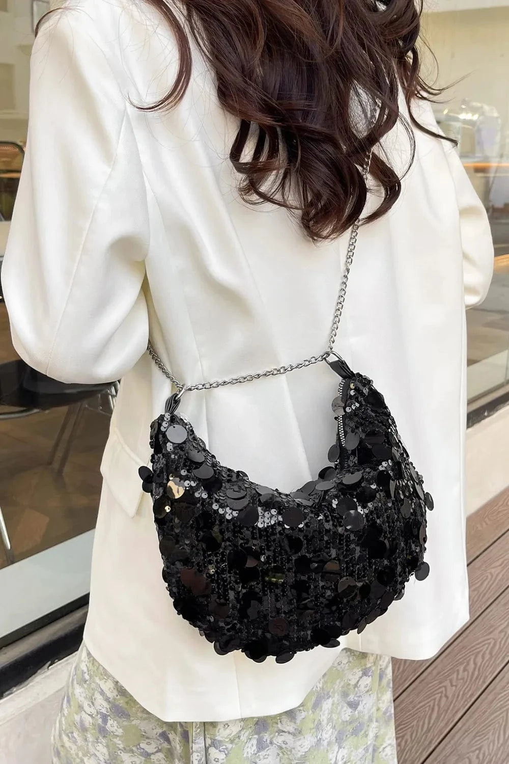 Trendsi chic bags Sequin Chain Crossbody Bag