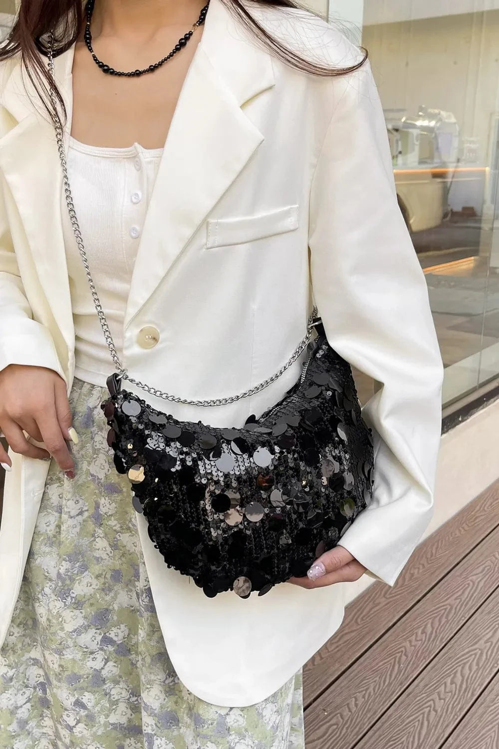 Trendsi chic bags Sequin Chain Crossbody Bag