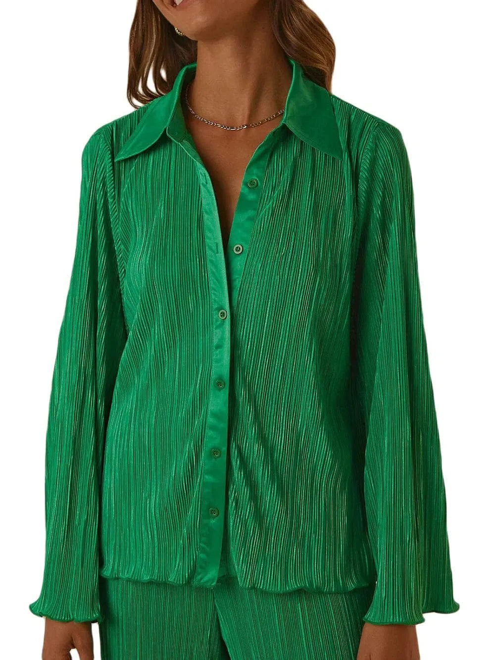 Trendsi Collared Neck Long Sleeve Top and Pants Lounge Set