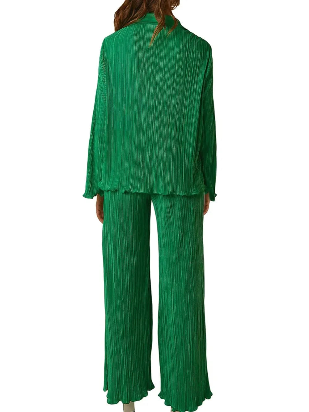 Trendsi Collared Neck Long Sleeve Top and Pants Lounge Set