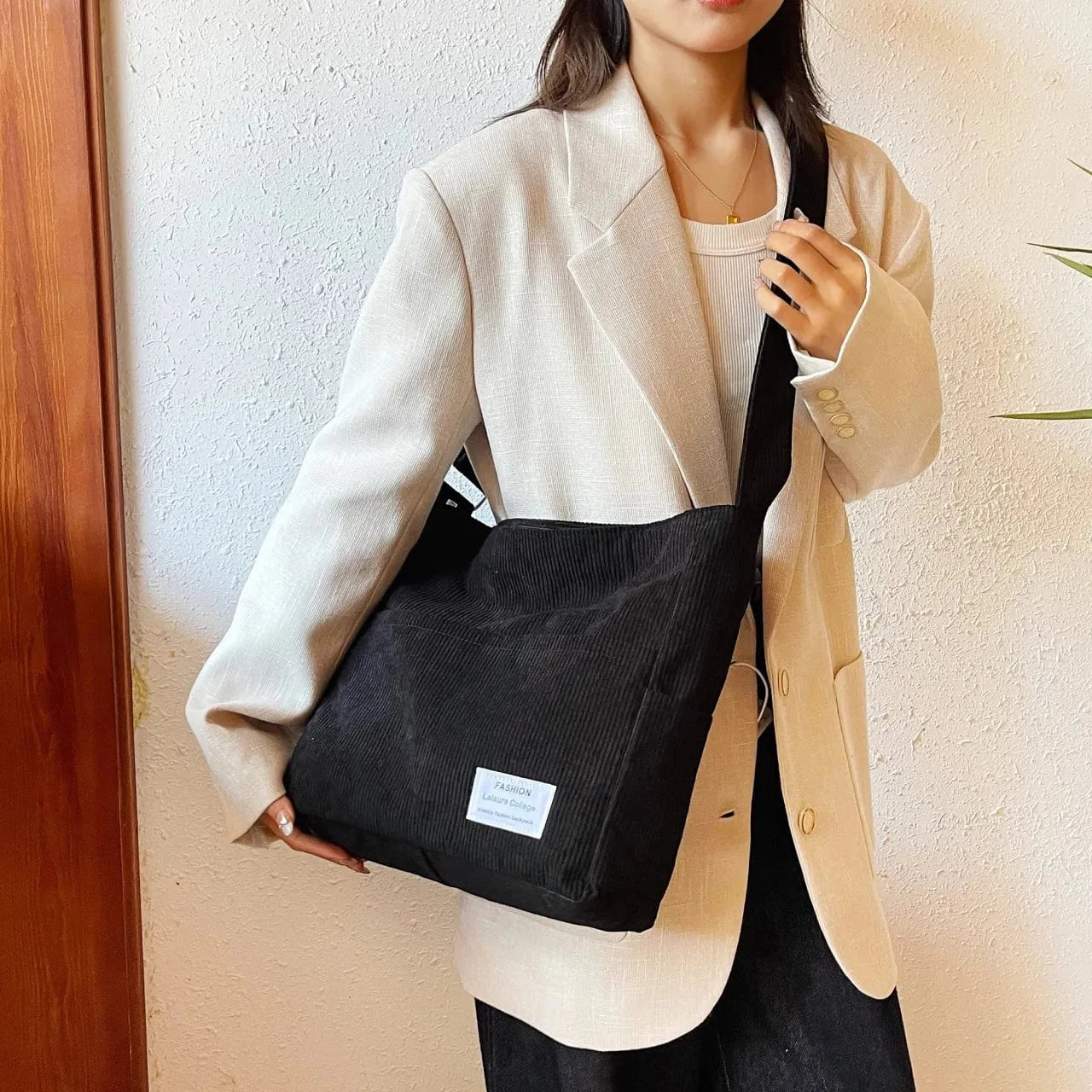 Trendsi Corduroy Crossbody Messenger Bag