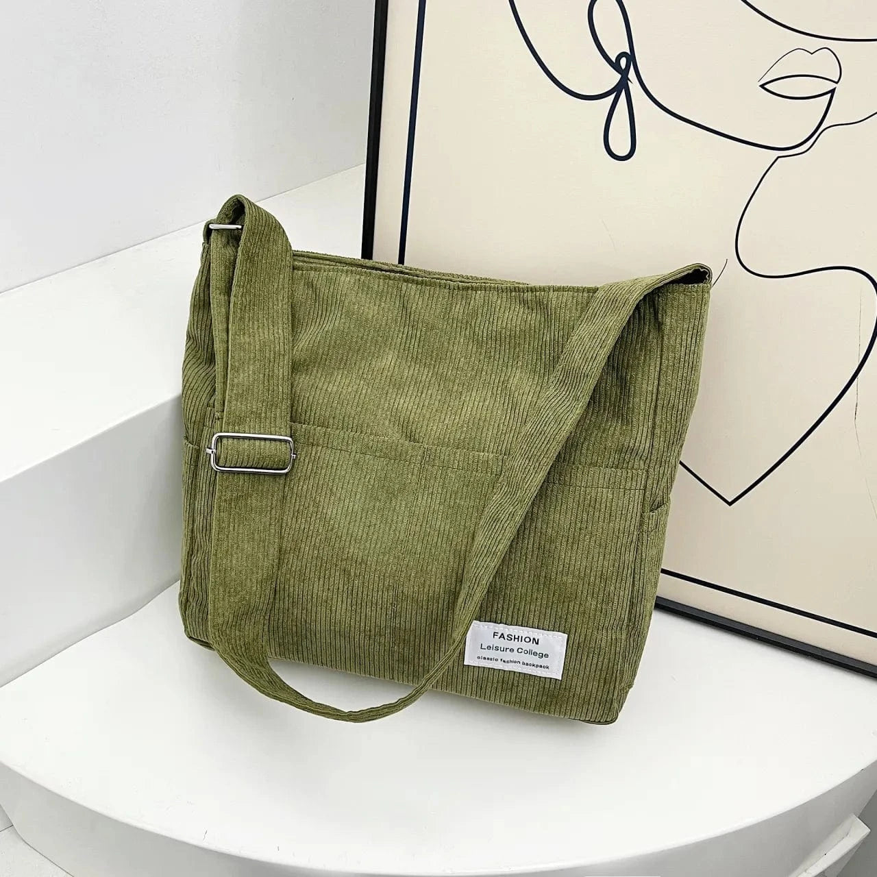 Trendsi Corduroy Crossbody Messenger Bag
