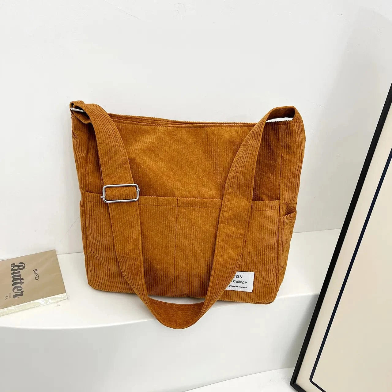 Trendsi Corduroy Crossbody Messenger Bag