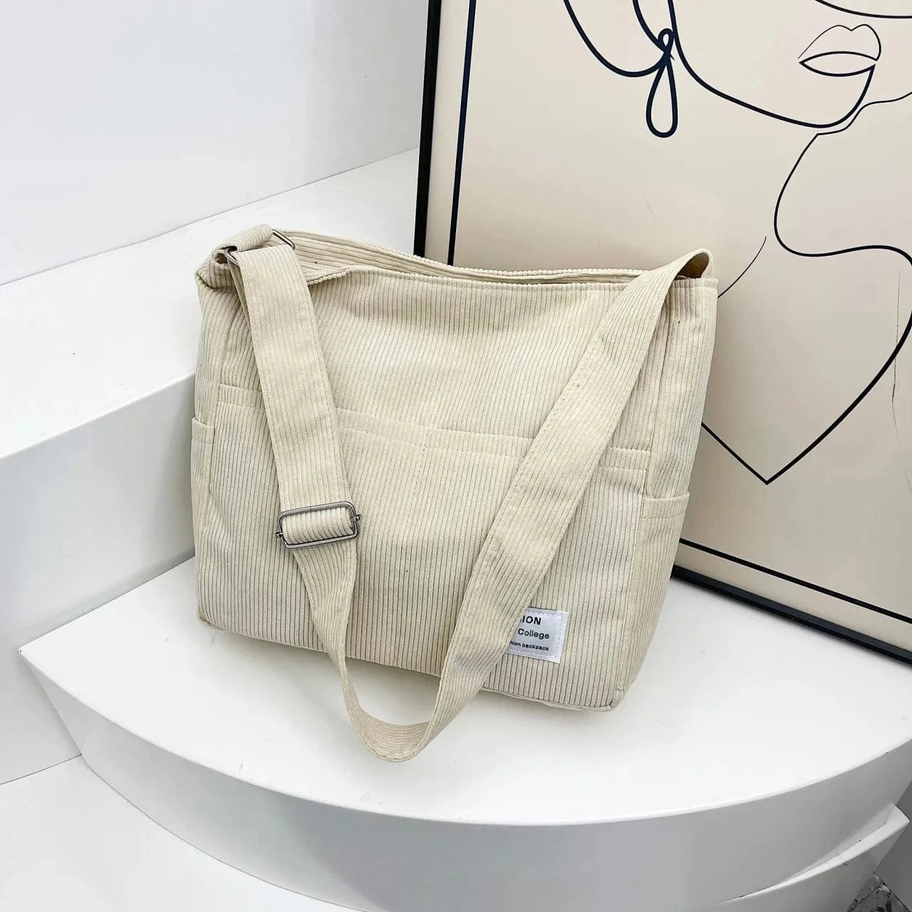 Trendsi Corduroy Crossbody Messenger Bag
