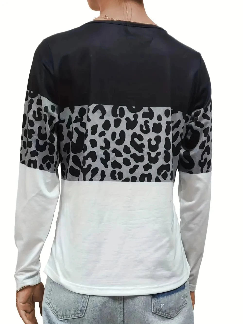Trendsi Crisscross Color Block Long Sleeve T-Shirt