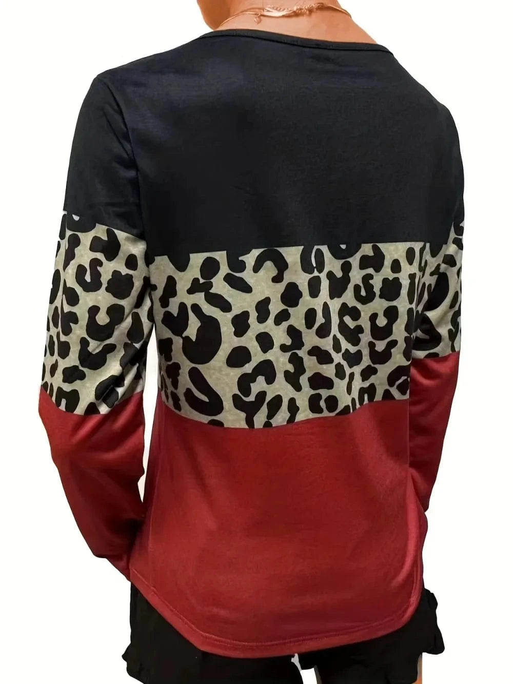 Trendsi Crisscross Color Block Long Sleeve T-Shirt