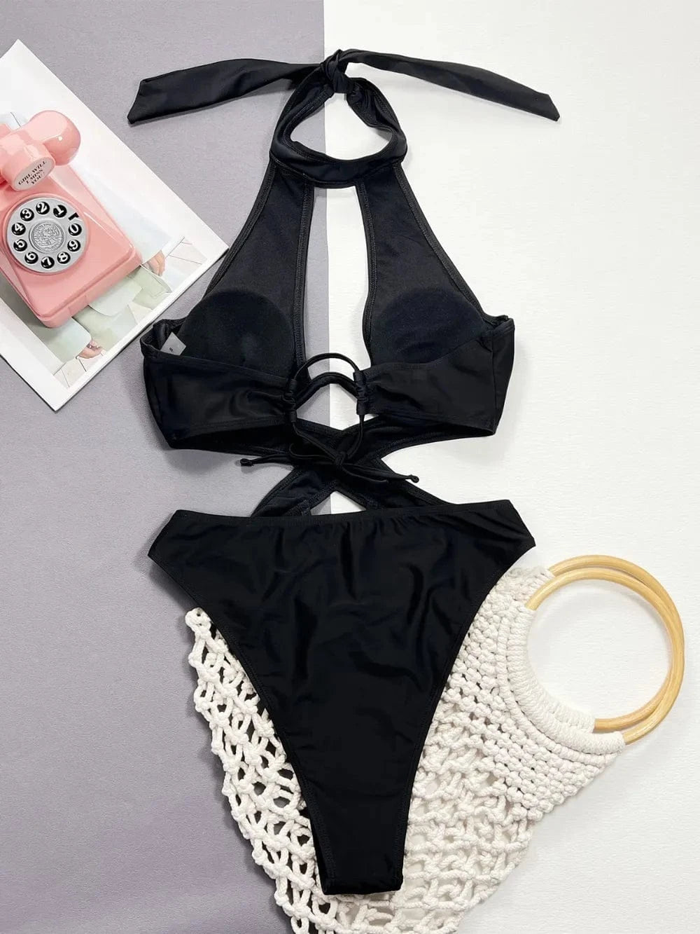 Trendsi Cutout Halter Neck One-Piece Swimwear