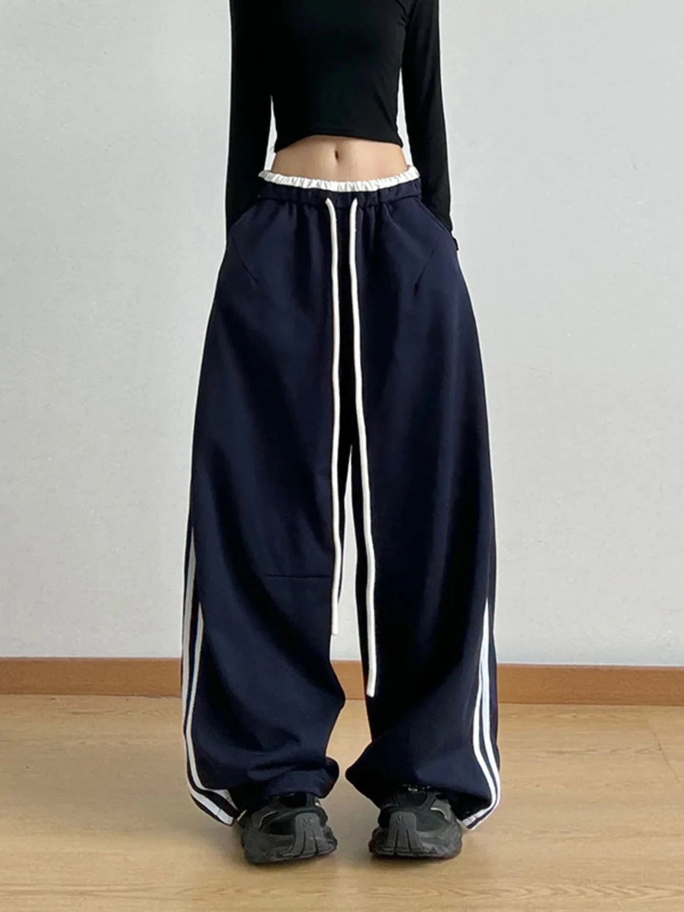 Trendsi Dark Blue / S Wide Leg Drawstring Pants