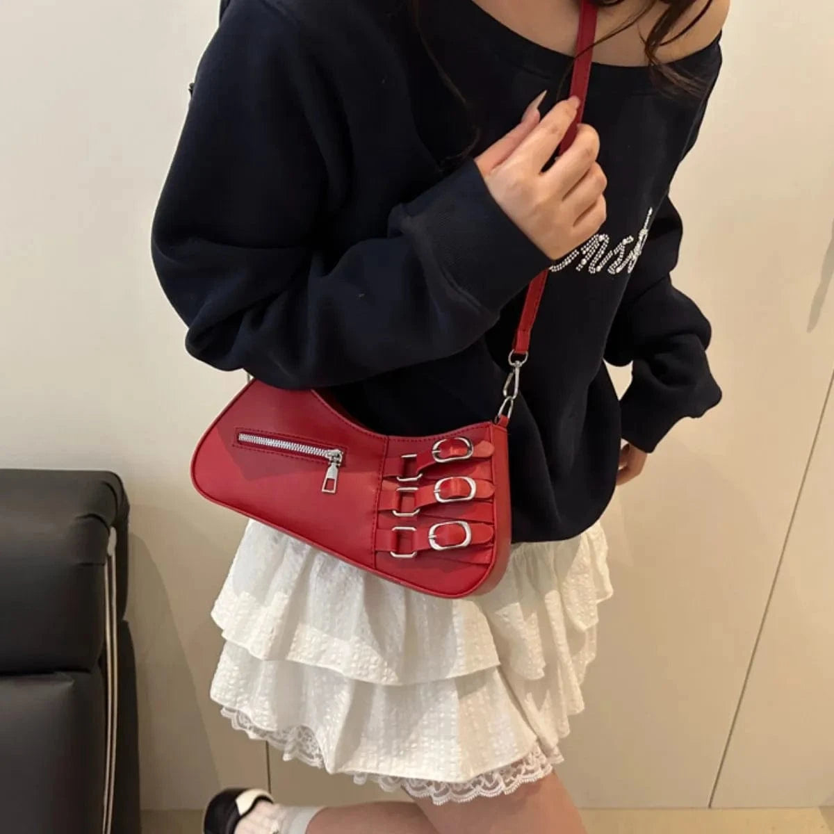 Trendsi Decor Buckle Shoulder Bag