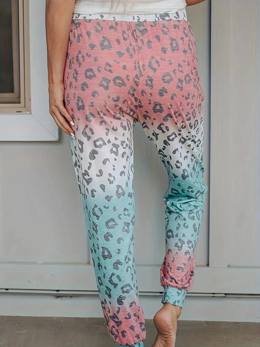 Trendsi Drawstring Leopard Pants with Pockets