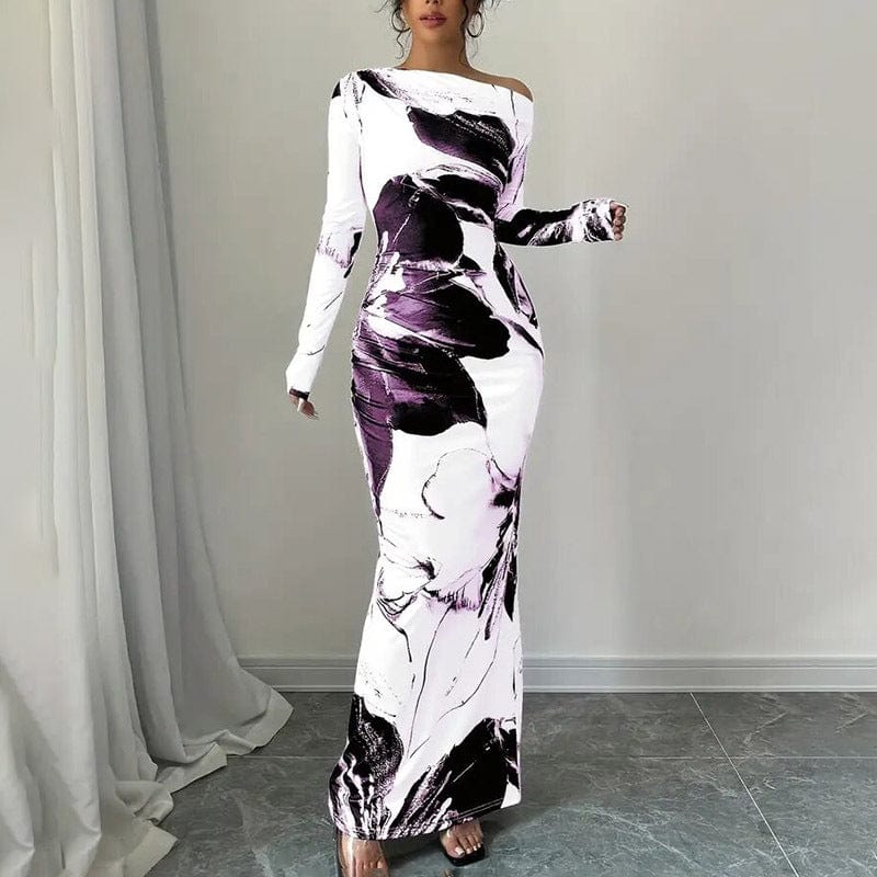 Trendsi Dreses Women's Elegant Off-Shoulder Tie-Dye Floral Bodycon Dress ✨