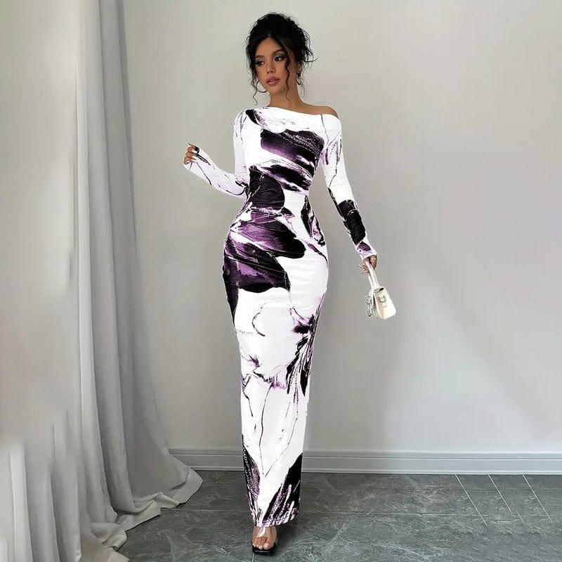 Trendsi Dreses Women's Elegant Off-Shoulder Tie-Dye Floral Bodycon Dress ✨