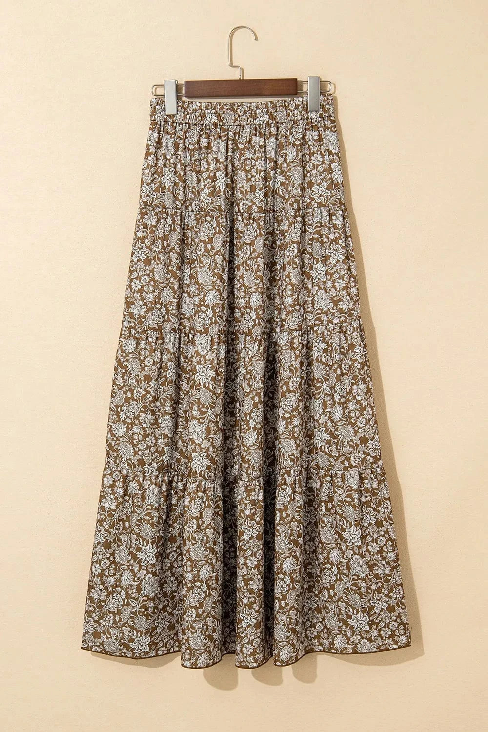 Trendsi Floral Print Tiered Maxi Skirt