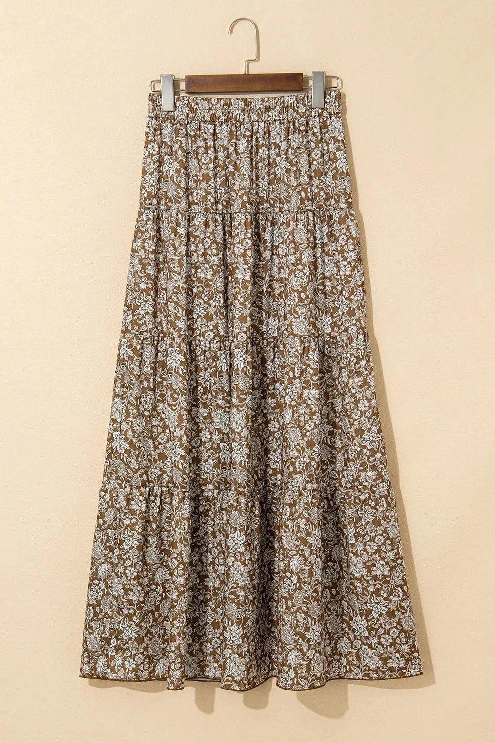 Trendsi Floral Print Tiered Maxi Skirt