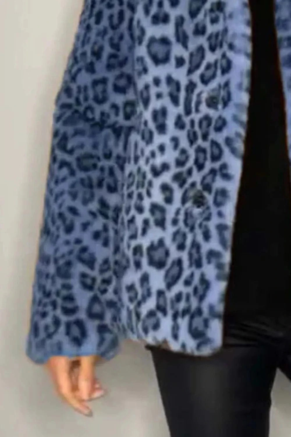 Trendsi Full Size Leopard Furry Collared Neck Long Sleeve Coat