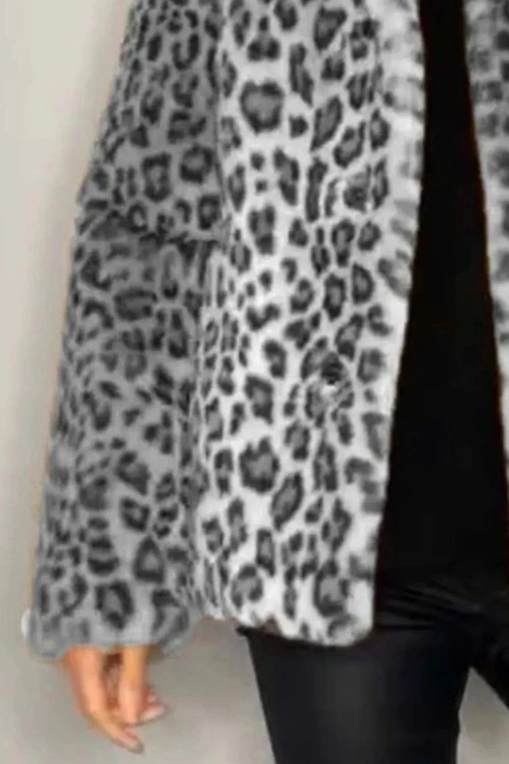 Trendsi Full Size Leopard Furry Collared Neck Long Sleeve Coat