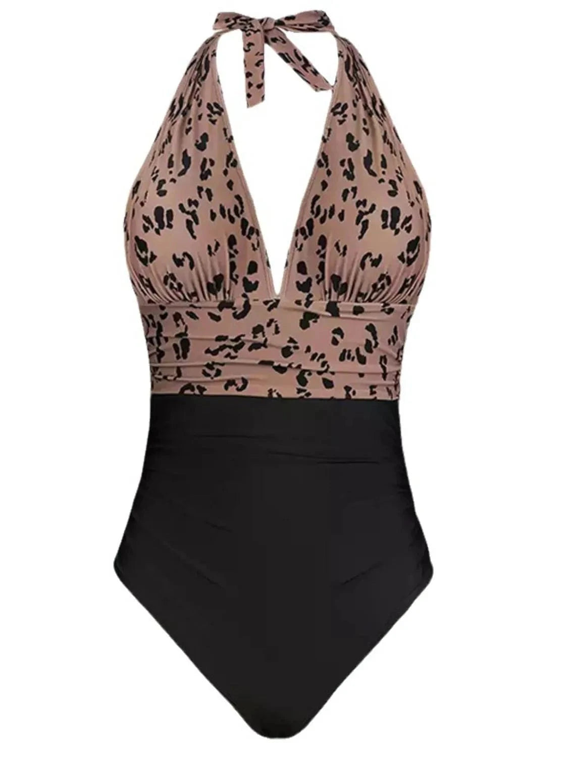 Trendsi Full Size Leopard Halter Neck One-Piece Swimwear Plus Size