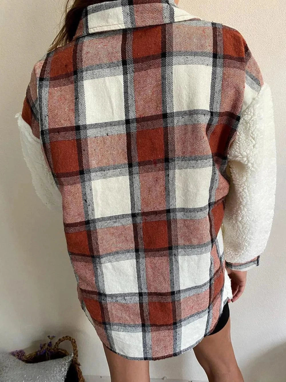 Trendsi Fuzzy Button Up Long Sleeve Jacket