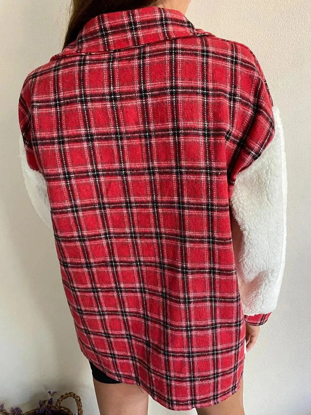 Trendsi Fuzzy Button Up Long Sleeve Jacket