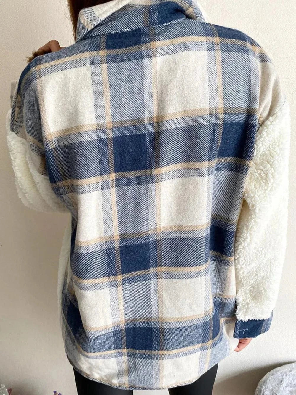 Trendsi Fuzzy Button Up Long Sleeve Jacket