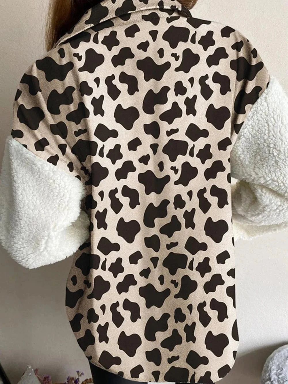 Trendsi Fuzzy Button Up Long Sleeve Jacket