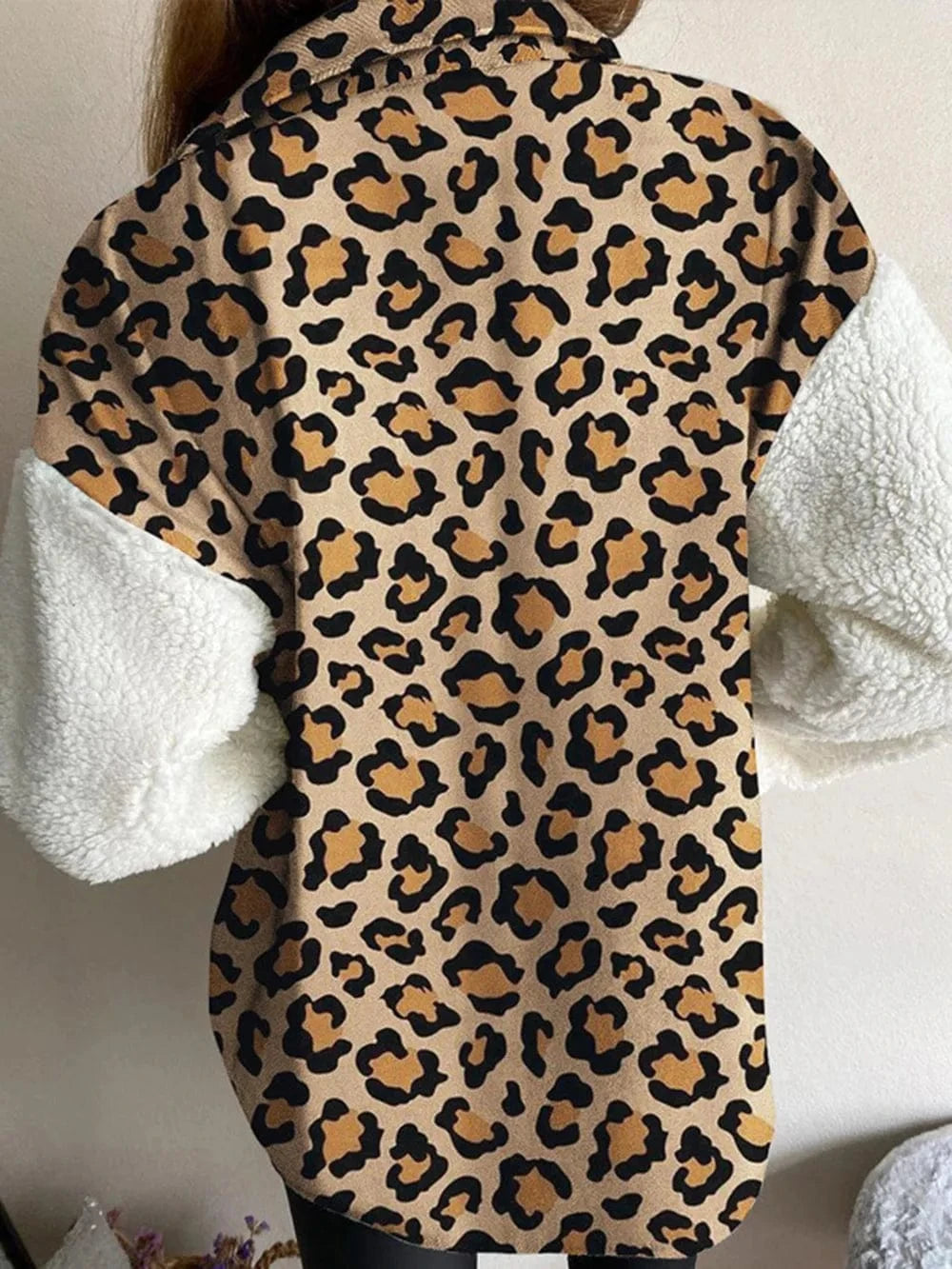 Trendsi Fuzzy Button Up Long Sleeve Jacket