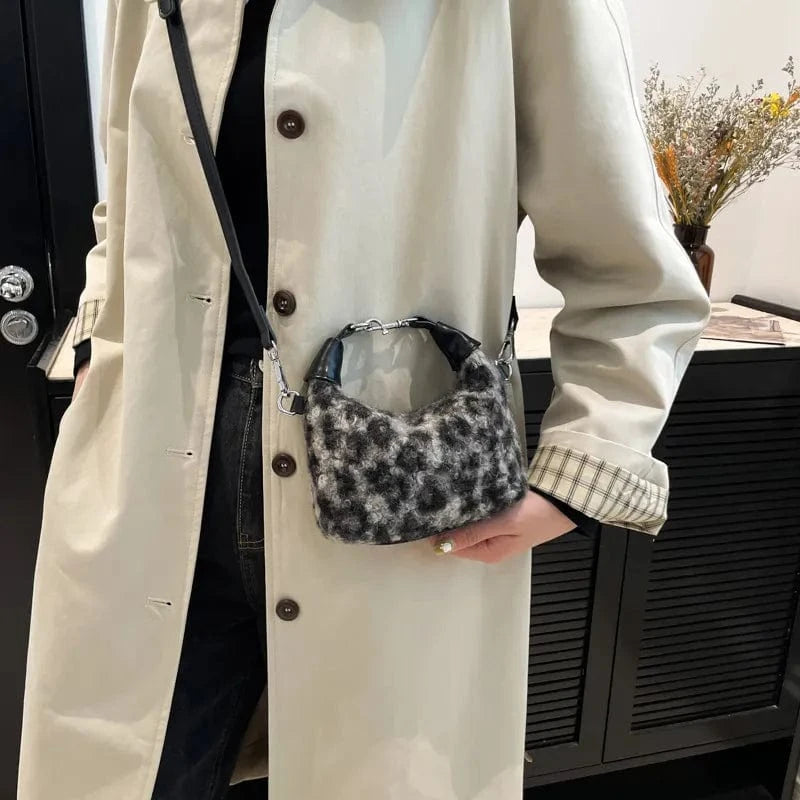 Trendsi Fuzzy Polyester Mini Handbag with Zipper