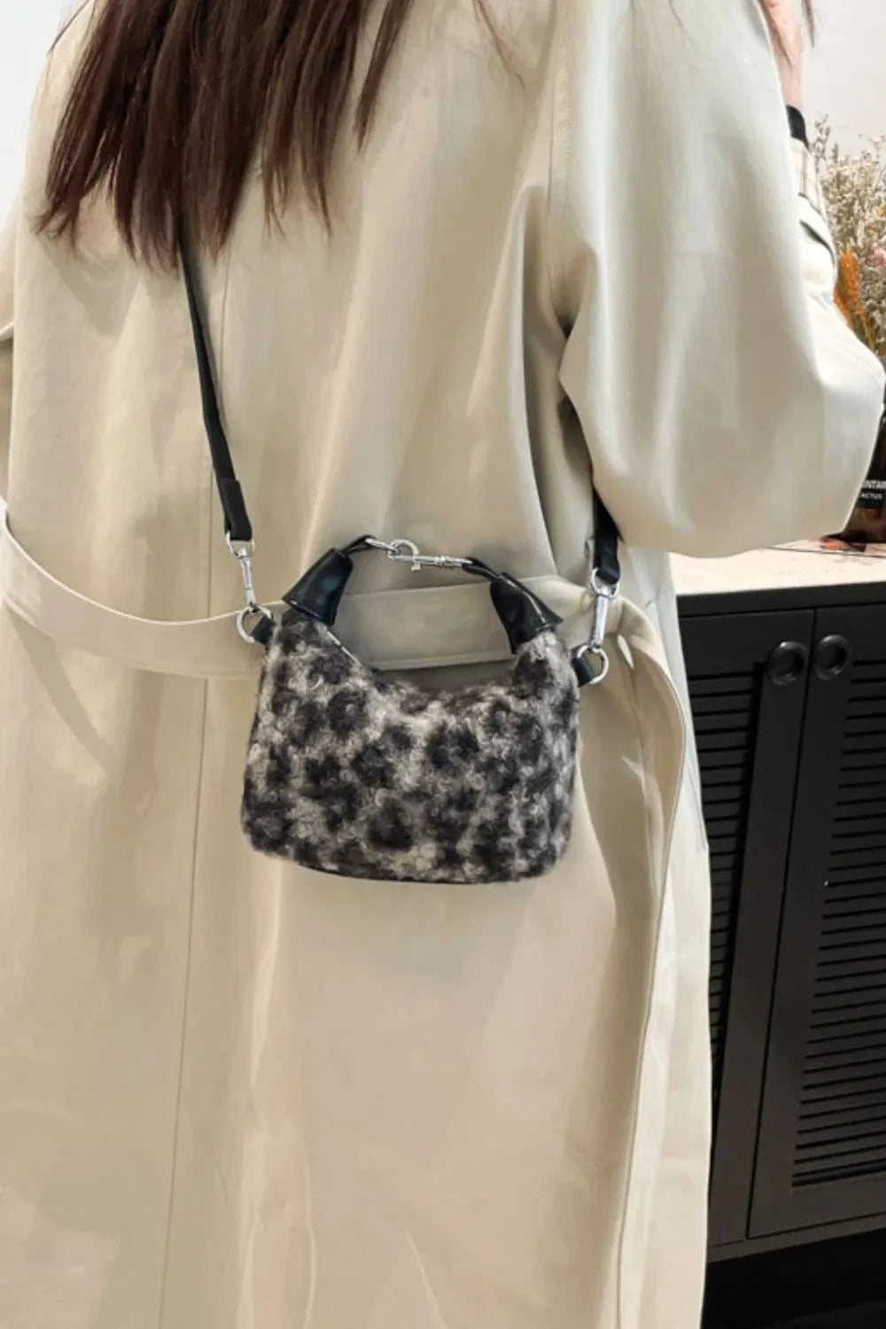 Trendsi Fuzzy Polyester Mini Handbag with Zipper