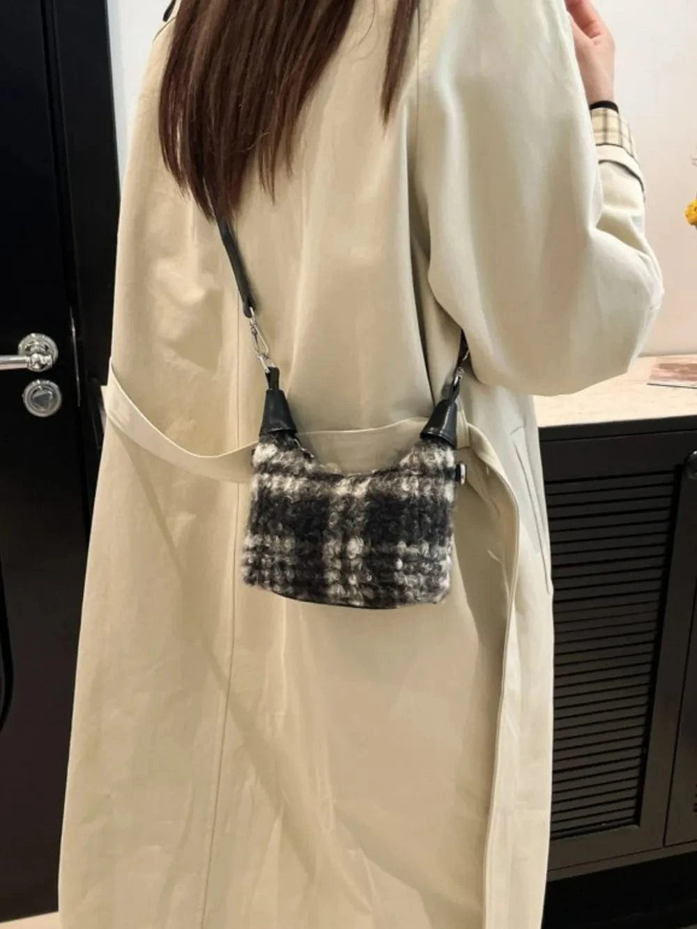 Trendsi Fuzzy Polyester Mini Handbag with Zipper