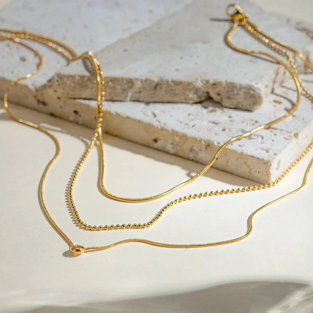 Trendsi Gold / One Size 18K Gold-Plated Layered Necklace