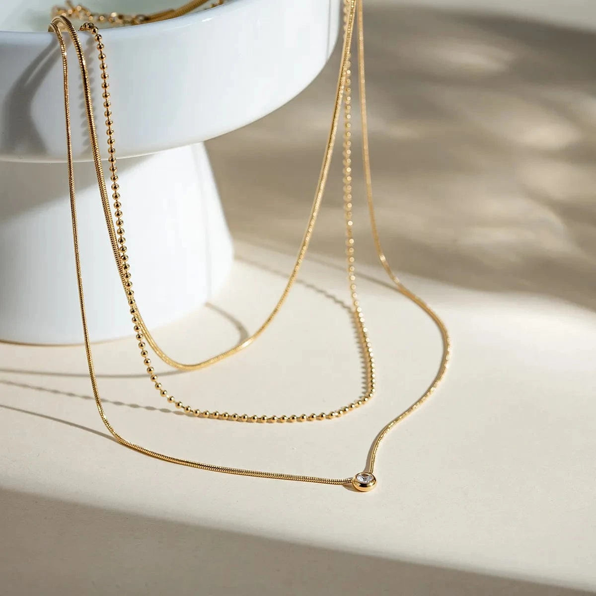 Trendsi Gold / One Size 18K Gold-Plated Layered Necklace
