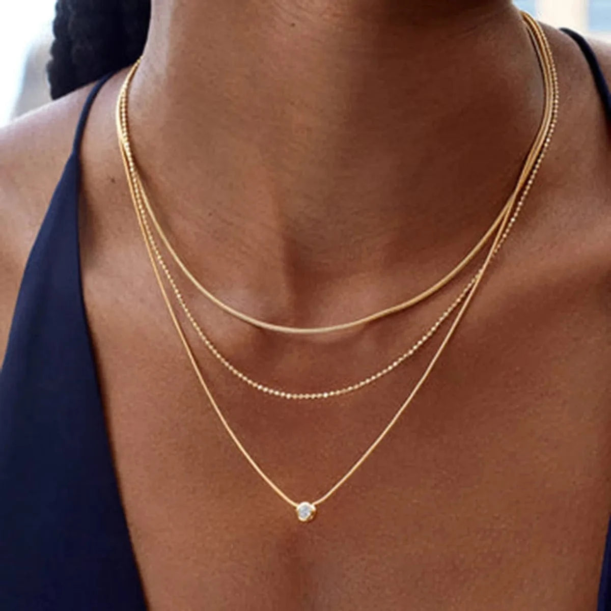 Trendsi Gold / One Size 18K Gold-Plated Layered Necklace