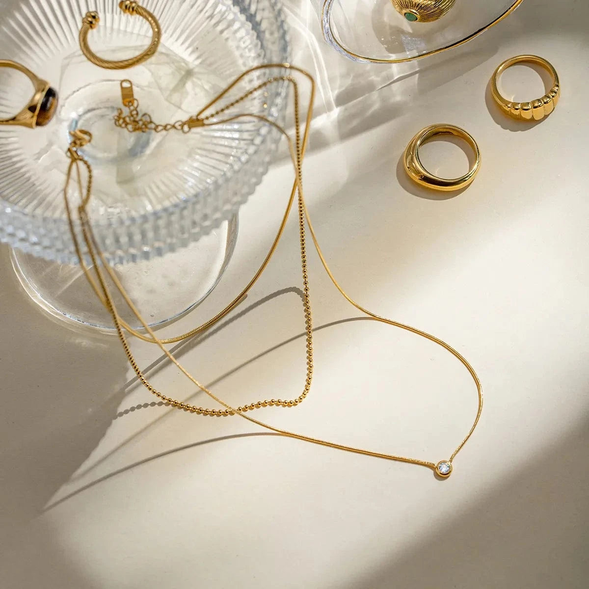 Trendsi Gold / One Size 18K Gold-Plated Layered Necklace