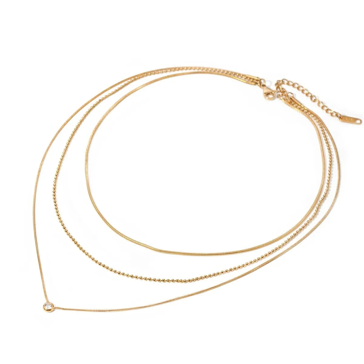 Trendsi Gold / One Size 18K Gold-Plated Layered Necklace