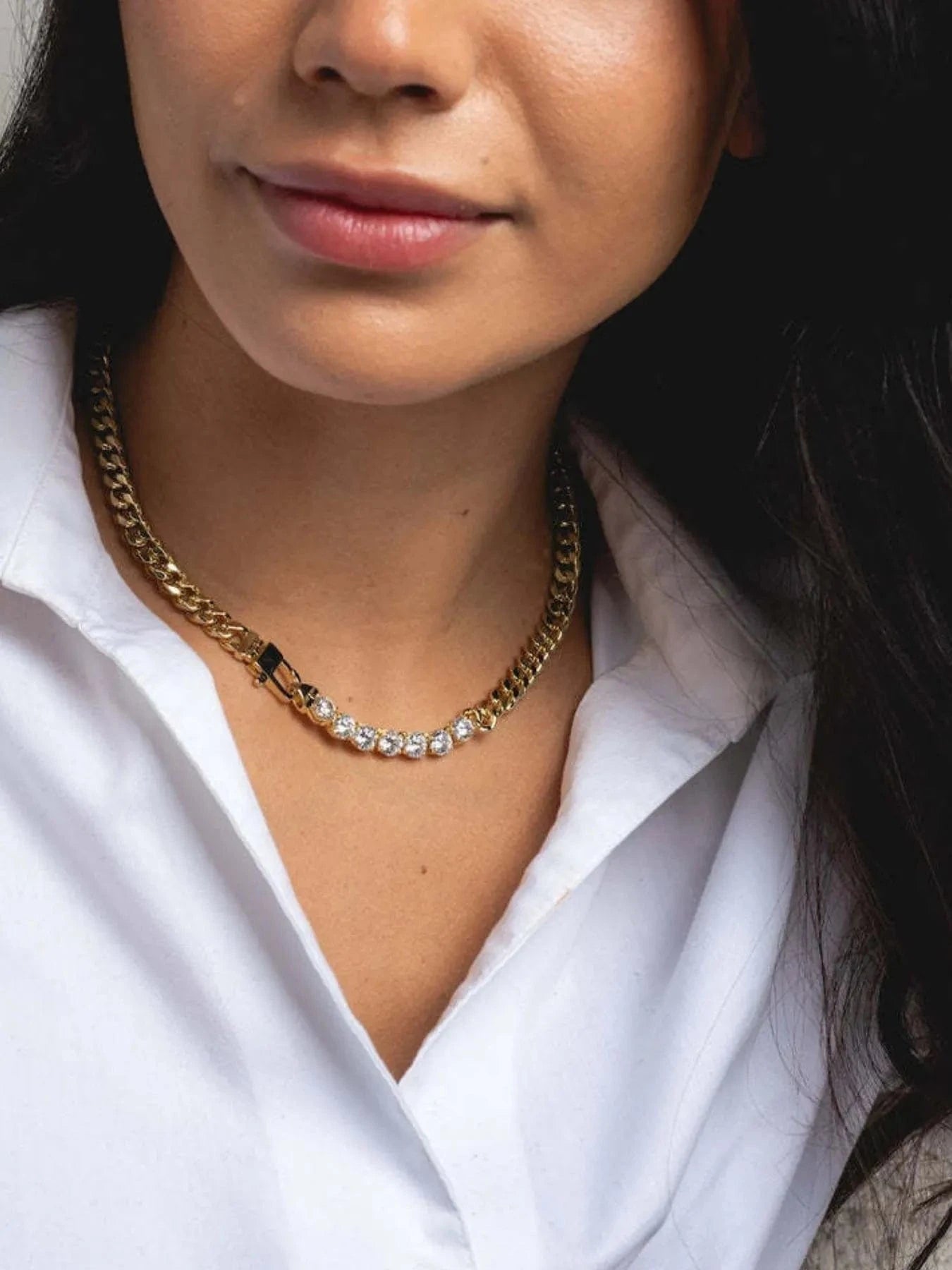 Trendsi Gold / One Size 18K Gold-Plated Zircon Necklace and Bracelet Jewelry Set