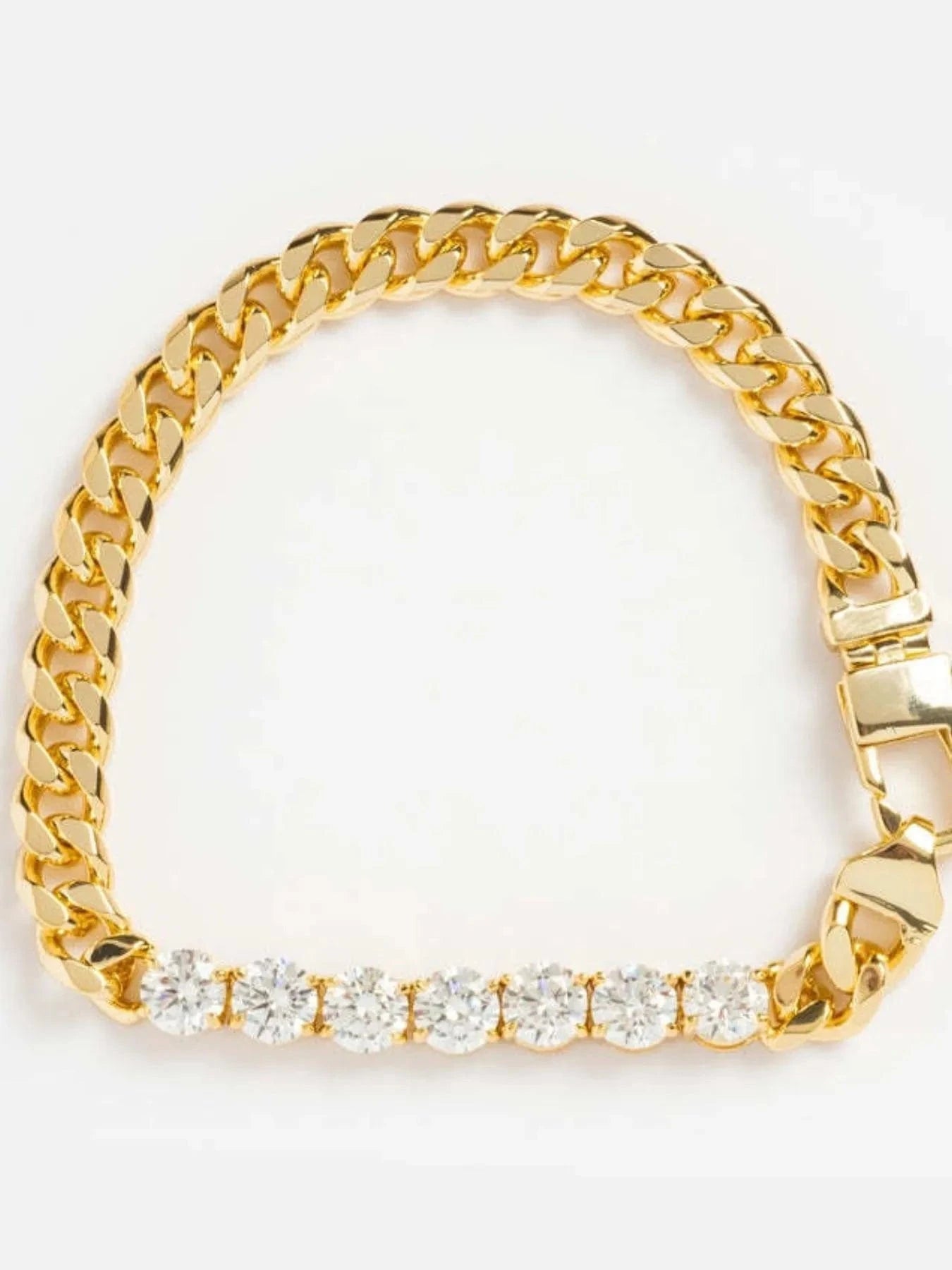 Trendsi Gold / One Size 18K Gold-Plated Zircon Necklace and Bracelet Jewelry Set