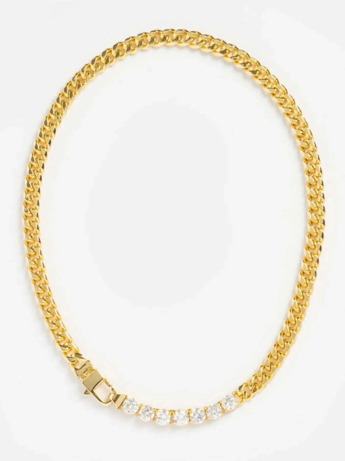 Trendsi Gold / One Size 18K Gold-Plated Zircon Necklace and Bracelet Jewelry Set