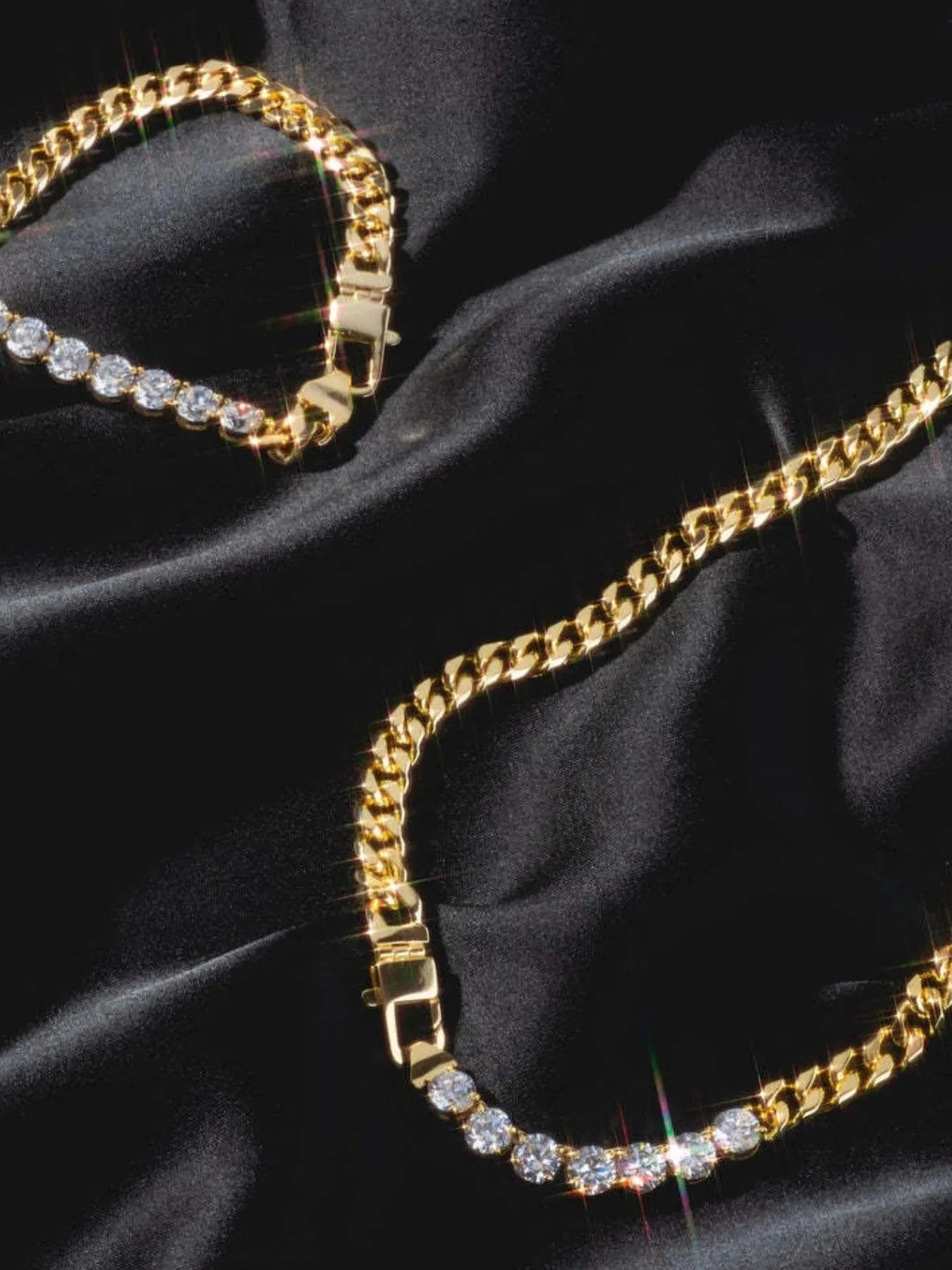 Trendsi Gold / One Size 18K Gold-Plated Zircon Necklace and Bracelet Jewelry Set