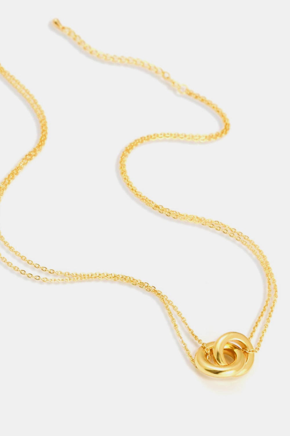 Trendsi Gold / One Size Linked Ring Pendant Chain Necklace