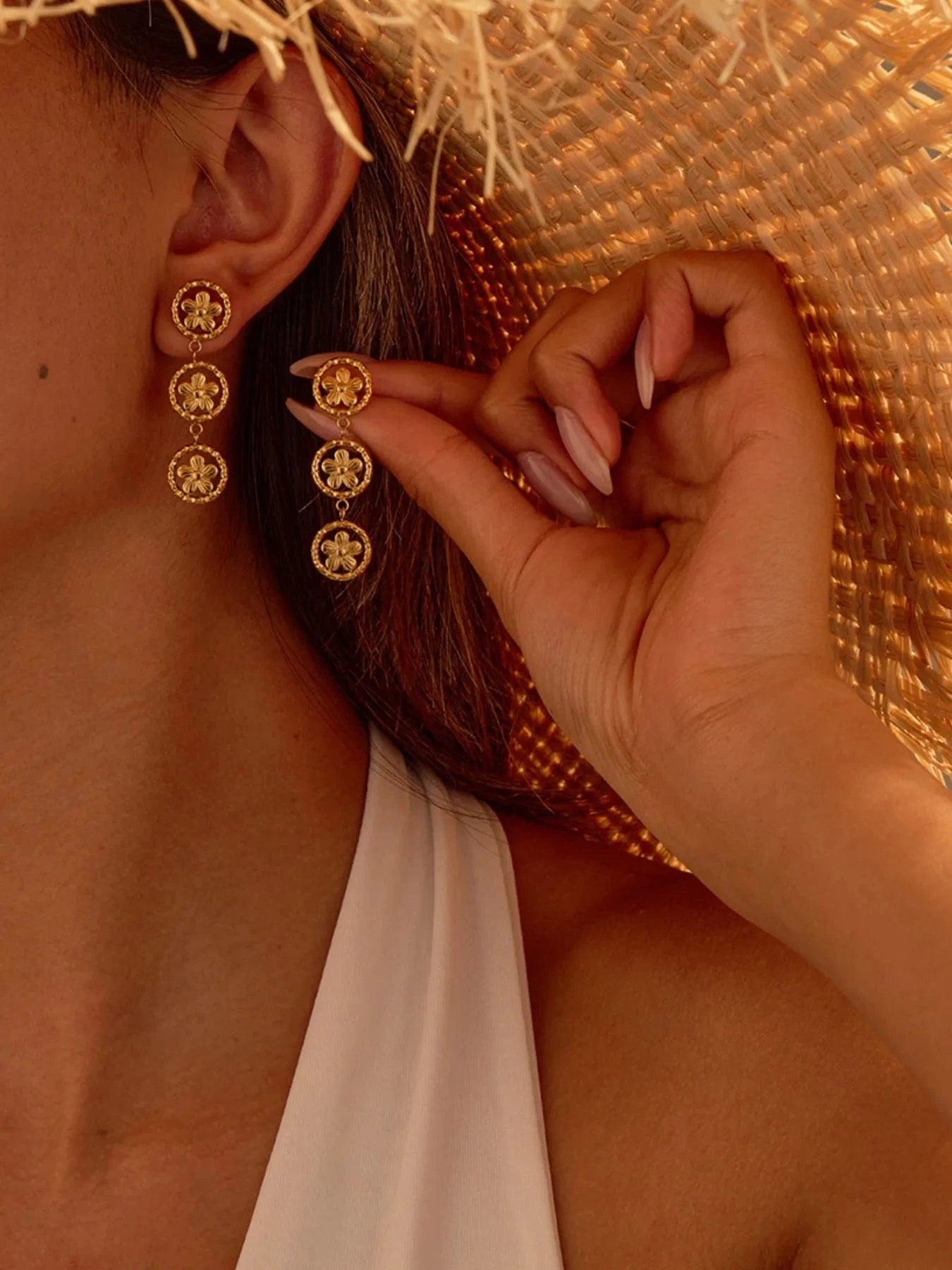 Trendsi Gold / One Size Stainless Steel Coin Medallion Drop Earrings