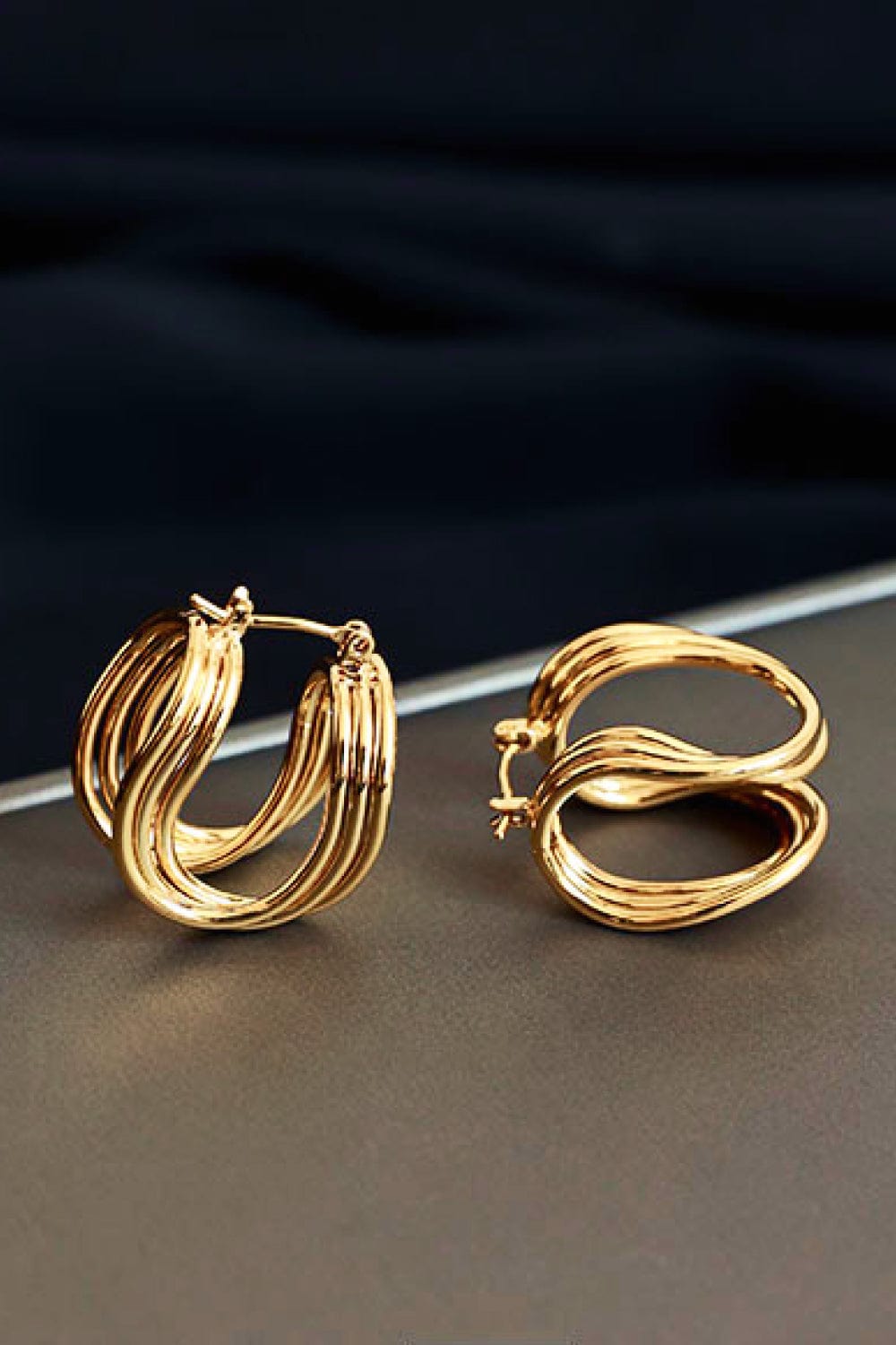 Trendsi Gold / One Size U-Shaped Hoop Earrings