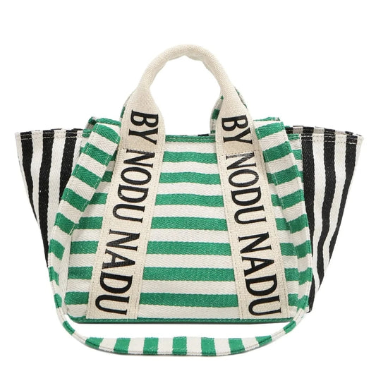 Trendsi Green / One Size Nicole Lee USA Letter Striped Tote Bag