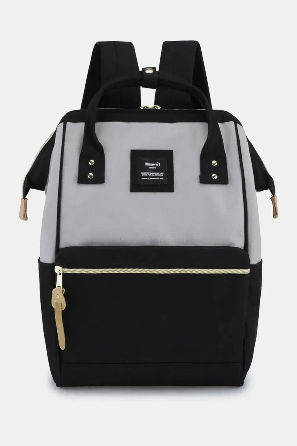 Trendsi Grey/Black / One Size Himawari Waterproof Canvas Backpack Bag with Side Pockets