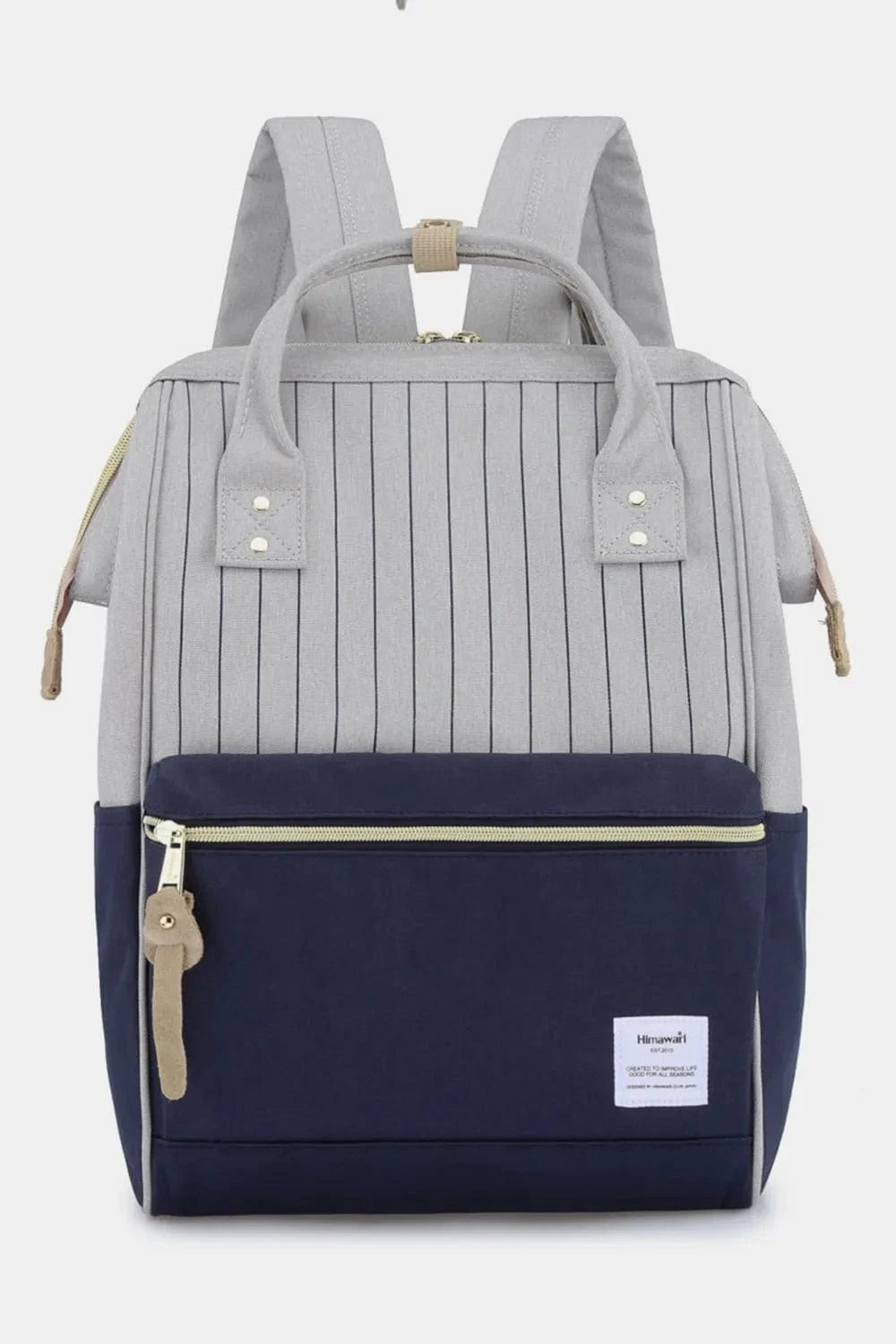 Trendsi Grey/Navy / One Size Himawari Waterproof Canvas Backpack Bag with Side Pockets