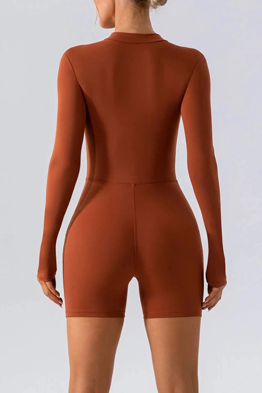 Trendsi Half Zip Long Sleeve Active Romper