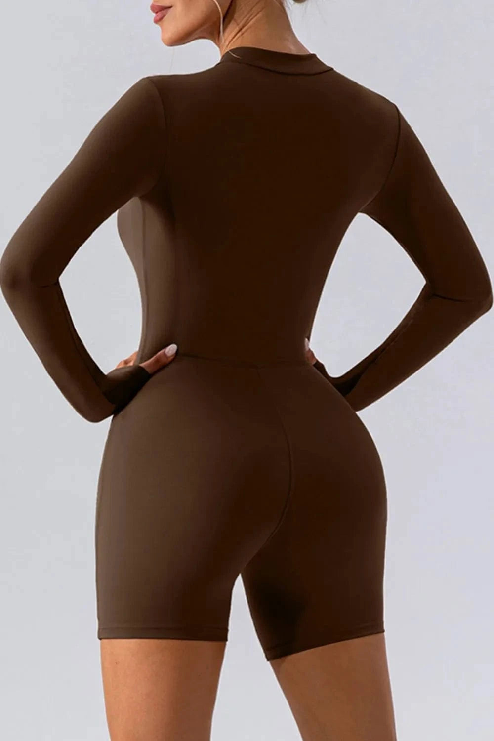 Trendsi Half Zip Long Sleeve Active Romper