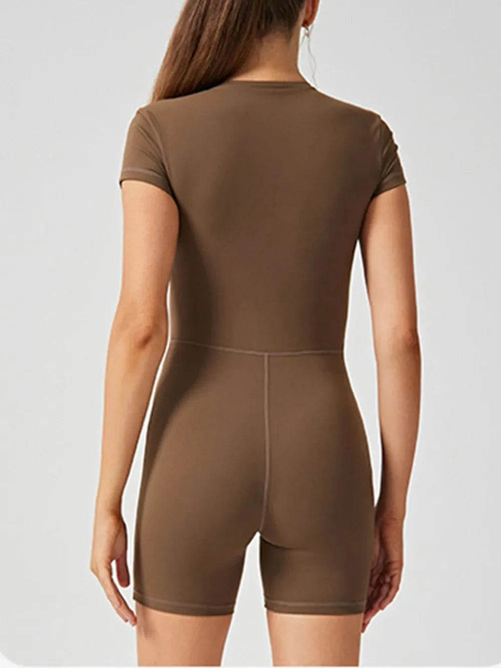 Trendsi Half Zip Short Sleeve Active Romper