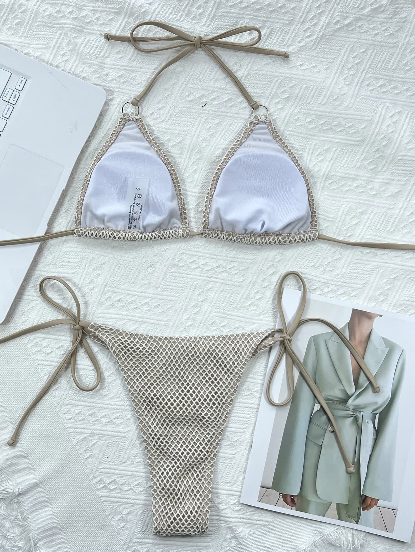 Trendsi Halter Neck Tie Back Bikini Set